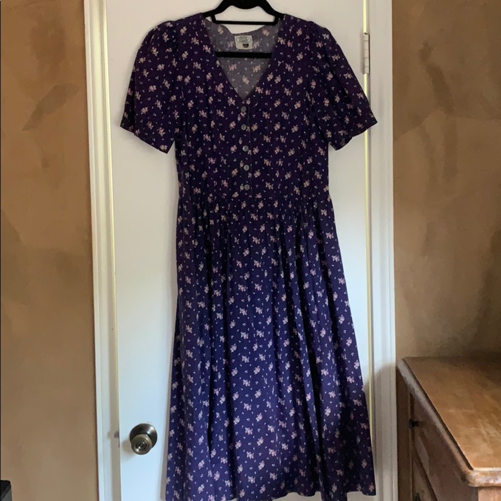 Vintage cotton floral midi dress